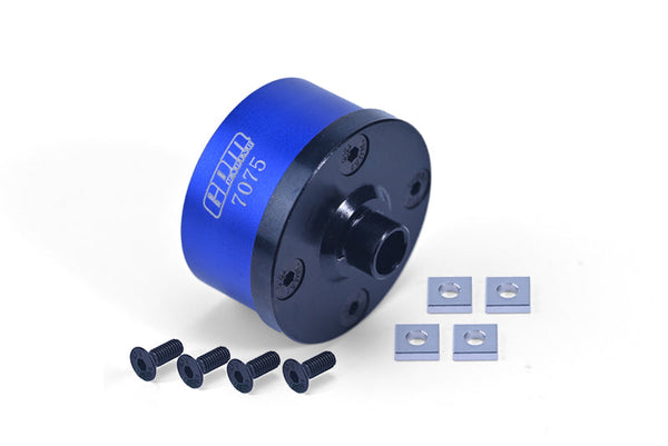Medium Carbon Steel+Aluminium 7075 Front Middle Rear Diff Case For LOSI 1:8 LMT 4WD Solid Axle Monster Truck / LMT Mega Truck / LMT Grave Digger/Son-uva Digger / TLR Tuned LMT Kit Upgrades - Blue