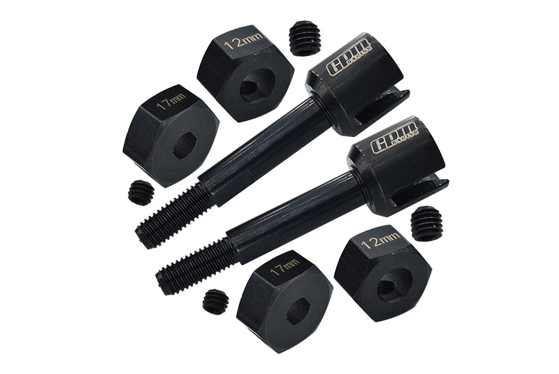 4140 Carbon Steel Rear Wheel Axle For Losi 1:8 LMT 4WD Solid Axle Monster Truck-LOS04022 / Mega Truck Brushless-LOS04024 / Son-uva Digger-LOS04021 Upgrades - Black