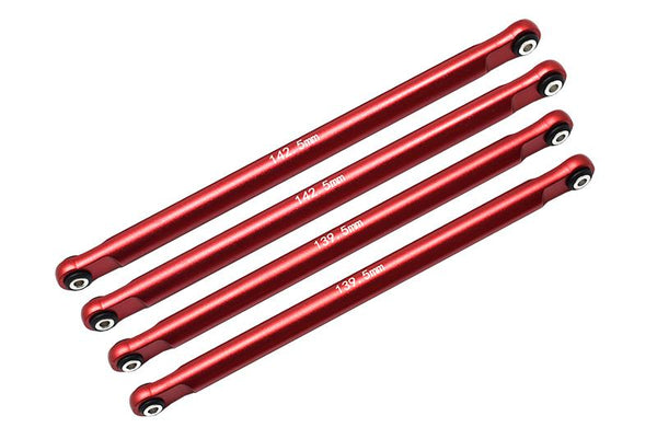 Losi 1/8 LMT 4WD Solid Axle Monster Truck LOS04022 Aluminum Front Or Rear Upper & Lower Chassis Links Parts Tree - 4Pc Set Red
