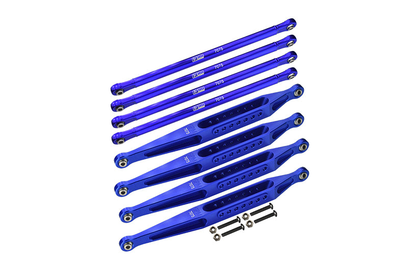 Aluminum 7075-T6 Upper & Lower Link Bar Set For Losi 1:8 LMT 4WD Solid Axle Monster Truck LOS04022 / Son-uva Digger LOS04021 Upgrades - Blue