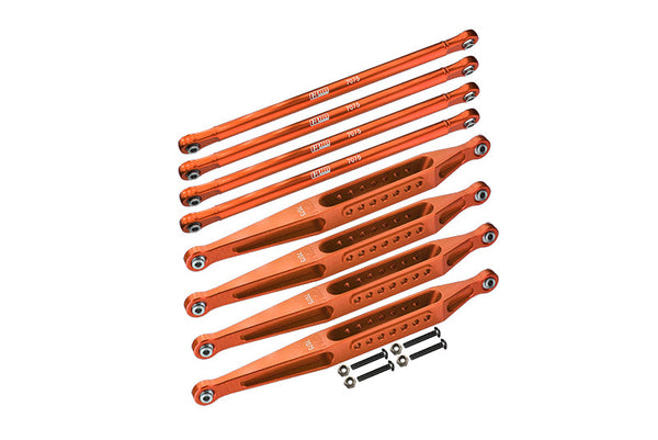Aluminum 7075-T6 Upper & Lower Link Bar Set For Losi 1:8 LMT 4WD Solid Axle Monster Truck LOS04022 / Son-uva Digger LOS04021 Upgrades - Orange