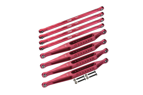 Aluminum 7075-T6 Upper & Lower Link Bar Set For Losi 1:8 LMT 4WD Solid Axle Monster Truck LOS04022 / Son-uva Digger LOS04021 Upgrades - Red