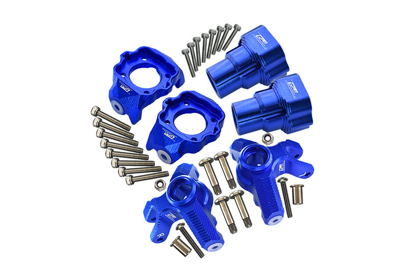Losi 1/8 LMT 4WD Solid Axle Monster Truck LOS04022 Aluminum Upgrade Combo Set D (Front C-Hubs + Front & Rear Knuckle Arms) - Blue