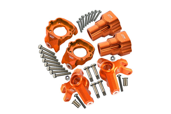 Losi 1/8 LMT 4WD Solid Axle Monster Truck LOS04022 Aluminum Upgrade Combo Set D (Front C-Hubs + Front & Rear Knuckle Arms) - Orange