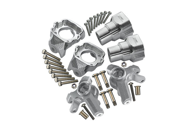 Losi 1/8 LMT 4WD Solid Axle Monster Truck LOS04022 Aluminum Upgrade Combo Set D (Front C-Hubs + Front & Rear Knuckle Arms) - Silver