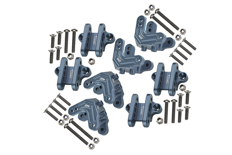 Losi 1/8 LMT 4WD Solid Axle Monster Truck LOS04022 Aluminum Upgrade Combo Set C (Front & Rear Shock Mounts + Front & Rear Lower Shock Mounts) - Gray Silver