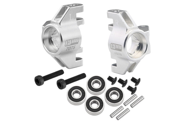 Aluminum 7075 Front Steering Block (Larger Inner Bearings) For Losi 1/18 Mini LMT 4X4 Brushed Monster Truck RTR-LOS01026 Upgrade Parts - Silver
