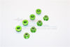 Aluminum 4mm Flanged Lock Nuts - 8Pcs Green