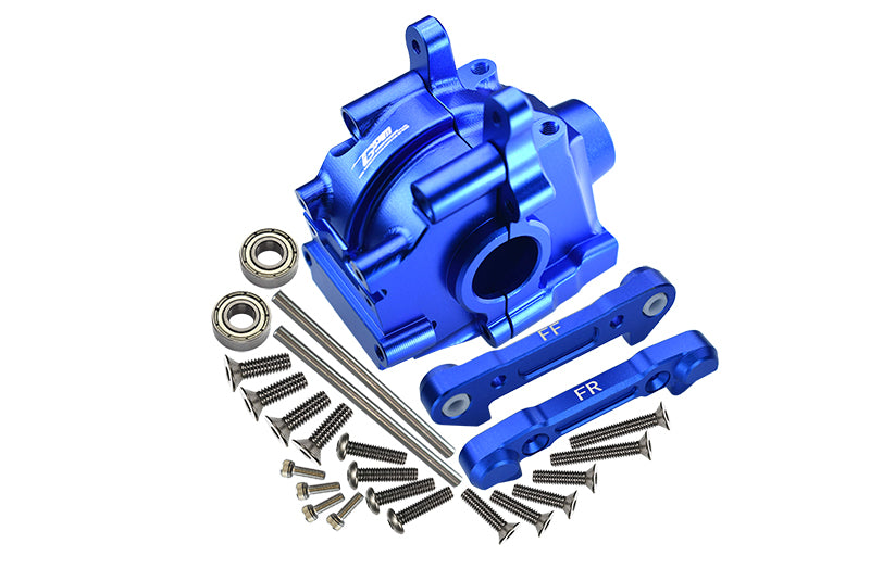 Losi 1:10 Lasernut U4 Tenacity LOS03028 / Tenacity DB Pro LOS03027V2 Upgrade Parts Aluminum Front Gear Box + Front Lower Suspension Mount - 26Pc Set Blue