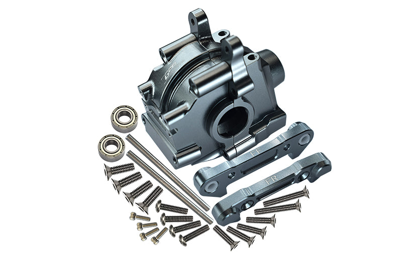 Losi 1:10 Lasernut U4 Tenacity LOS03028 / Tenacity DB Pro LOS03027V2 Upgrade Parts Aluminum Front Gear Box + Front Lower Suspension Mount - 26Pc Set Gray Silver