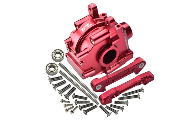 Losi 1:10 Lasernut U4 Tenacity LOS03028 / Tenacity DB Pro LOS03027V2 Upgrade Parts Aluminum Front Gear Box + Front Lower Suspension Mount - 26Pc Set Red