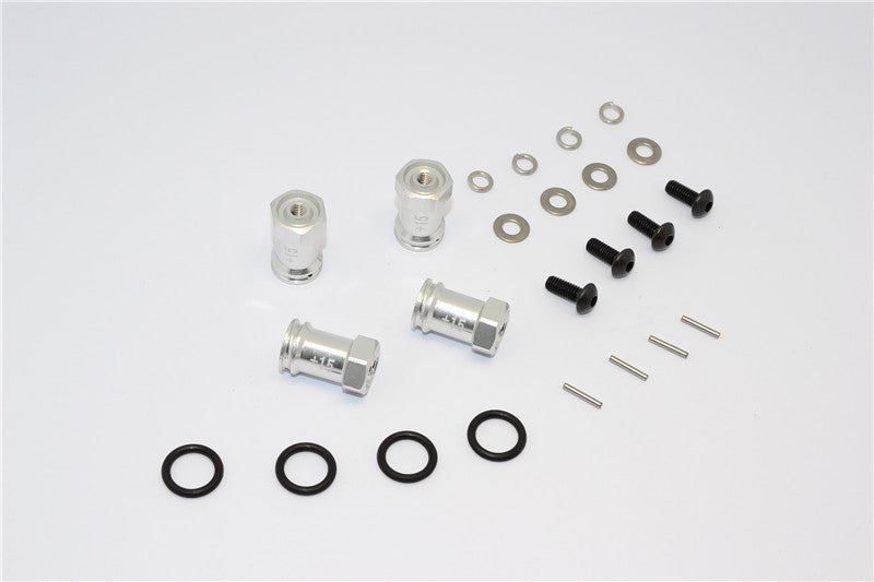 Team Losi Mini 8ight Aluminum Hex Wideners (+15Mm) - 4Pcs Set Silver