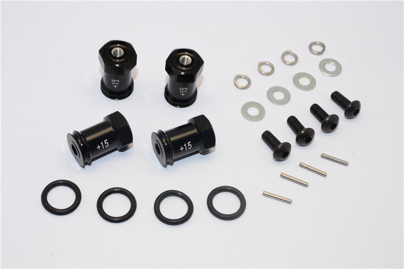 Team Losi Mini 8ight Aluminum Hex Wideners (+15Mm) - 4Pcs Set Black