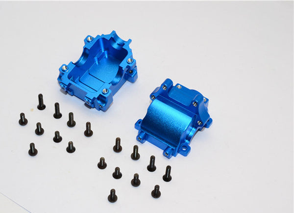 Team Losi Mini 8ight & 8ight-T Aluminum Front Gear Box - 2Pcs Set Blue