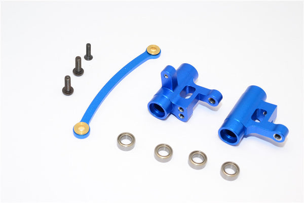 Team Losi Mini 8ight Aluminum Steering Assembly With Bearings - 3Pcs Set Blue