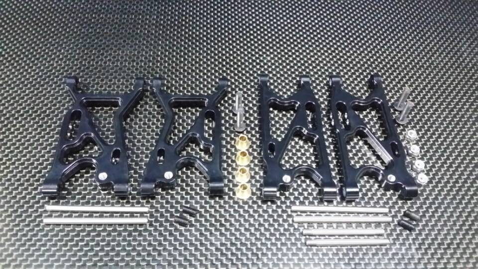 Team Losi Mini 8ight Aluminum Front + Rear Suspension Arms - 2Prs Set Black