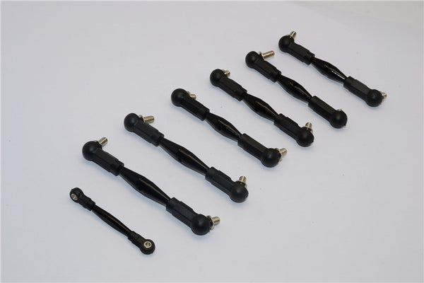 Team Losi Mini 8ight Aluminum Tie Rod With Plastic Black Ball Ends - 7Pcs Set Black
