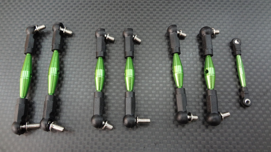 Team Losi Mini 8ight Aluminum Tie Rod With Plastic Black Ball Ends - 7Pcs Set Green