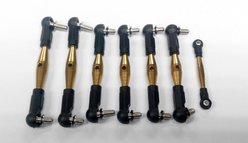 Team Losi Mini 8ight Aluminum Tie Rod With Plastic Black Ball Ends - 7Pcs Set Golden Black