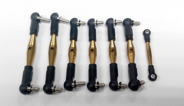 Team Losi Mini 8ight Aluminum Tie Rod With Plastic Black Ball Ends - 7Pcs Set Golden Black