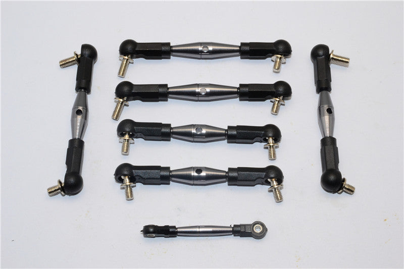 Team Losi Mini 8ight Aluminum Tie Rod With Plastic Black Ball Ends - 7Pcs Set Gray Silver