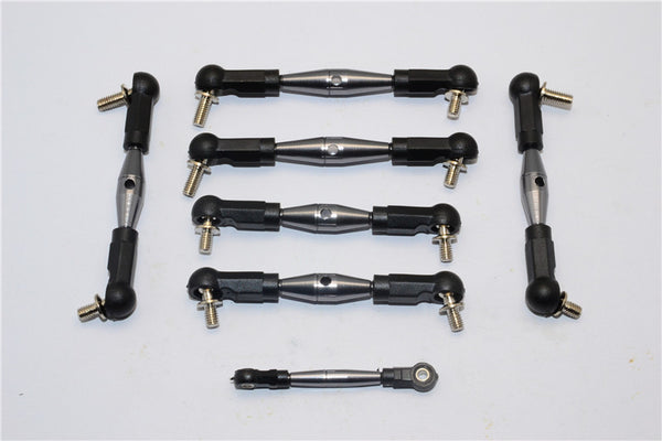 Team Losi Mini 8ight Aluminum Tie Rod With Plastic Black Ball Ends - 7Pcs Set Gray Silver