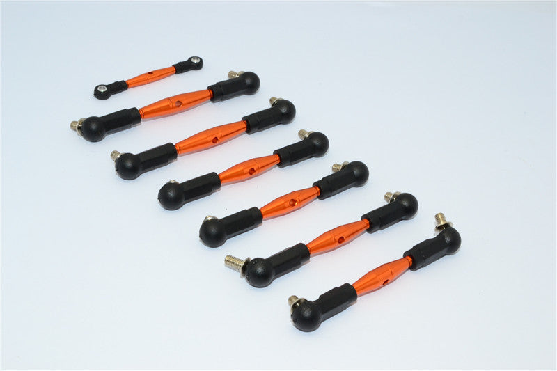 Team Losi Mini 8ight Buggy Aluminum Tie Rod With Plastic Black Ball Ends - 7Pcs Set Orange