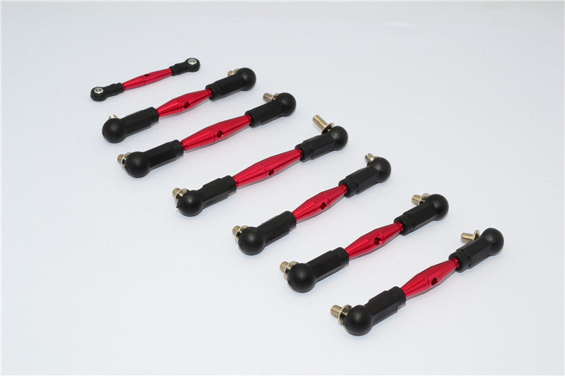 Team Losi Mini 8ight Buggy Aluminum Tie Rod With Plastic Black Ball Ends - 7Pcs Set Red