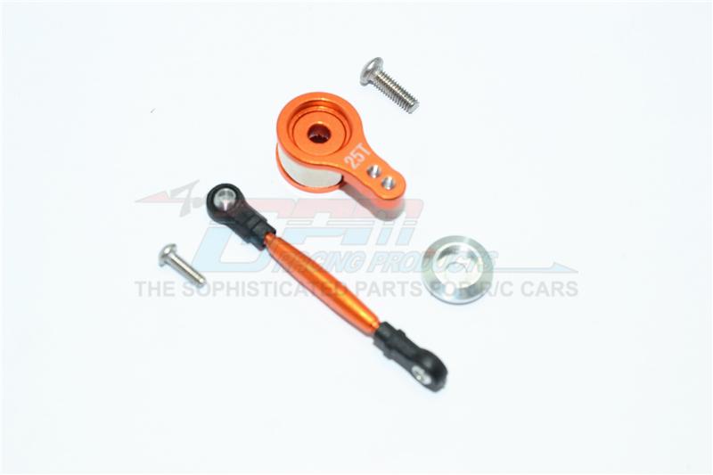 Team Losi Mini 8ight Buggy Aluminum Servo Saver With Steering Link - 1 Set Orange