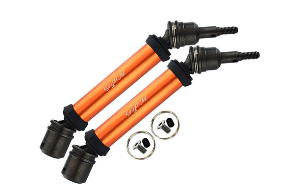 Steel + Aluminium Front Or Rear CVD Drive Shaft For Arrma 1:10 Big Rock 4X4 3S BLX / Big Rock V3 3S BLX / VORTEKS 4X4 3S BLX - 1 Pair Set Orange