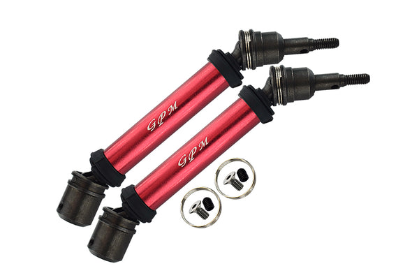 Steel + Aluminium Front Or Rear CVD Drive Shaft For Arrma 1:10 Big Rock 4X4 3S BLX / Big Rock V3 3S BLX / VORTEKS 4X4 3S BLX - 1 Pair Set Red