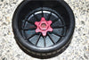 Arrma LIMITLESS All-Road Speed Bash Aluminum Wheel Hex (+6mm) + Wheel Lock - 8Pc Set Red
