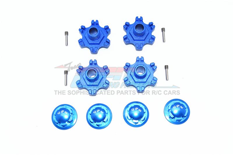 Arrma LIMITLESS All-Road Speed Bash Aluminum Wheel Hex (+6mm) + Wheel Lock - 8Pc Set Blue