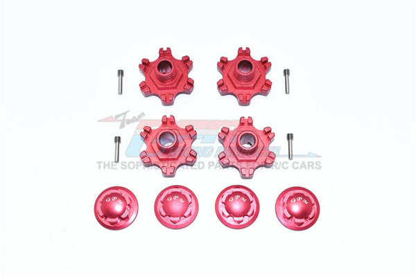 Arrma LIMITLESS All-Road Speed Bash Aluminum Wheel Hex (+6mm) + Wheel Lock - 8Pc Set Red