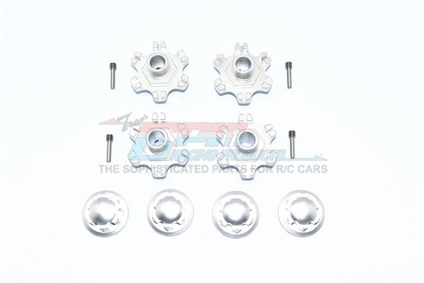 Arrma LIMITLESS All-Road Speed Bash Aluminum Wheel Hex (+6mm) + Wheel Lock - 8Pc Set Silver