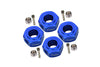 Aluminium Hex Adapter (12mmx7mm) For Arrma 1:10 GRANITE / BIG ROCK 3S / BIG ROCK V3 3S / VORTEKS 3S / SENTON 3S / 1:8 VENDETTA 3S - 4Pc Set Blue