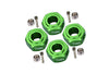 Aluminium Hex Adapter (12mmx7mm) For Arrma 1:10 GRANITE / BIG ROCK 3S / BIG ROCK V3 3S / VORTEKS 3S / SENTON 3S / 1:8 VENDETTA 3S - 4Pc Set Green