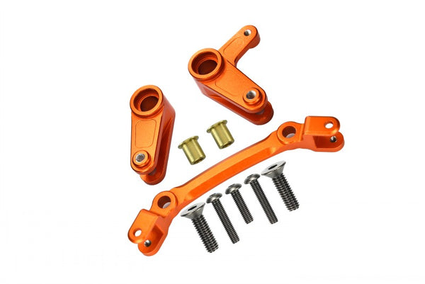 Aluminum Steering Assembly For Arrma 1:10 GRANITE / BIG ROCK 3S / BIG ROCK V3 3S / VORTEKS 3S / SENTON 3S / 1:8 VENDETTA 3S - 10Pc Set Orange