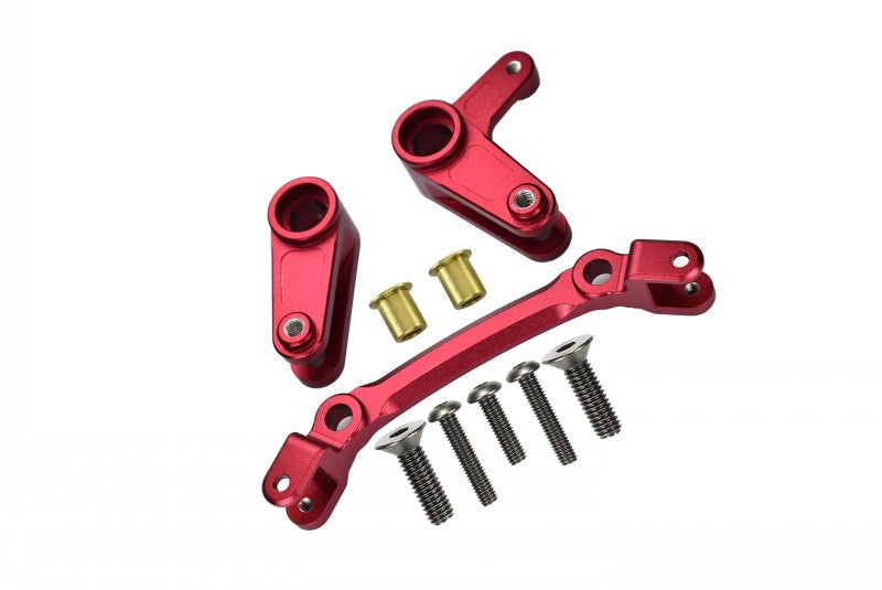 Aluminum Steering Assembly For Arrma 1:10 GRANITE / BIG ROCK 3S / BIG ROCK V3 3S / VORTEKS 3S / SENTON 3S / 1:8 VENDETTA 3S - 10Pc Set Red