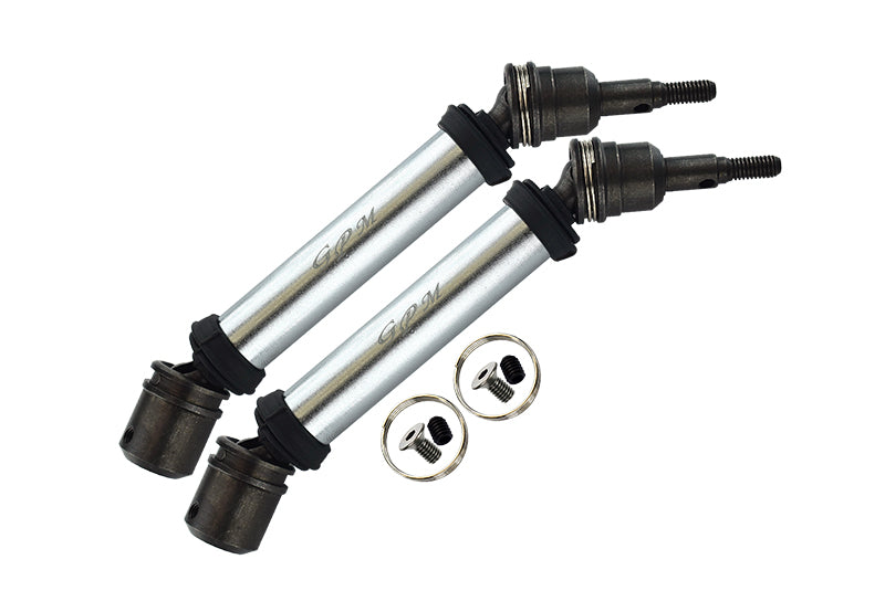 Steel + Aluminium Front Or Rear CVD Drive Shaft For Arrma 1:10 Big Rock 4X4 3S BLX / Big Rock V3 3S BLX / VORTEKS 4X4 3S BLX - 1 Pair Set Silver