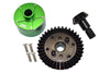 Carbon Steel Ring Gear 37T & Pinion Gear 13T With Aluminum Diff Case For 1:10 Granite / Kraton 4S / Vorteks 3S / Senton V3 / 1:8 Vendetta 3S / Infraction V3 - 7Pcs Set Green