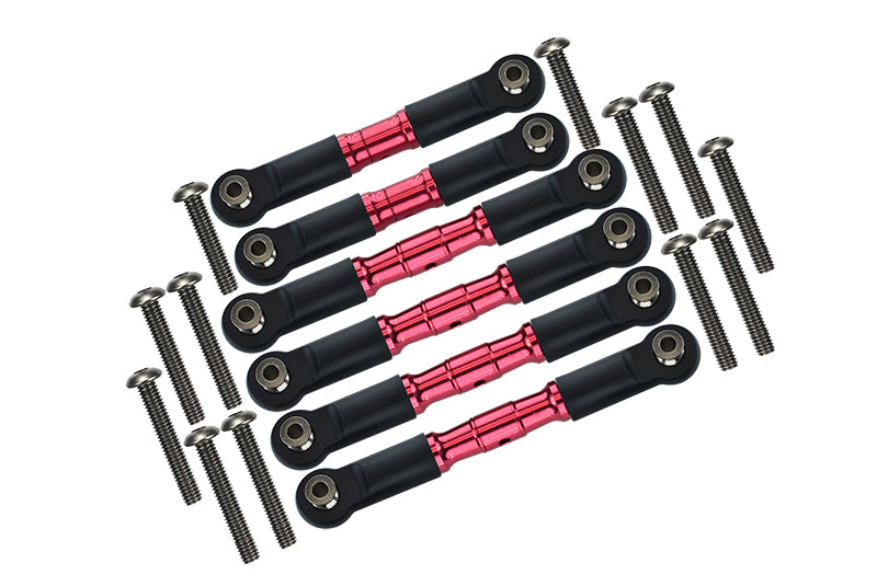 Arrma Granite 4x4 / Big Rock Crew Cab 4x4 Upgrade Parts Stainless Steel Adjustable Tie Rods - 6Pc Set Red