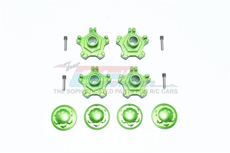 Arrma INFRACTION 6S BLX Aluminum Wheel Hex (+6mm) + Wheel Lock - 8Pc Set Green