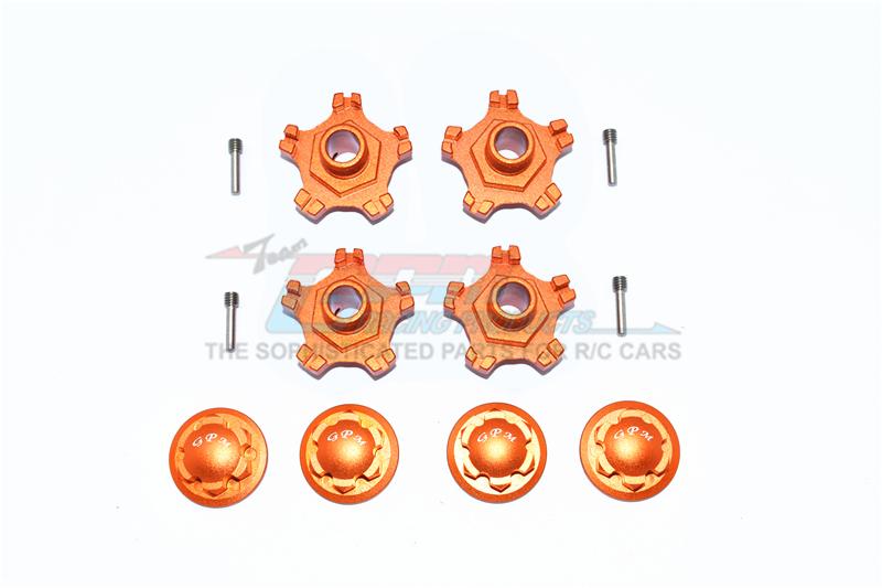 Arrma INFRACTION 6S BLX Aluminum Wheel Hex (+6mm) + Wheel Lock - 8Pc Set Orange