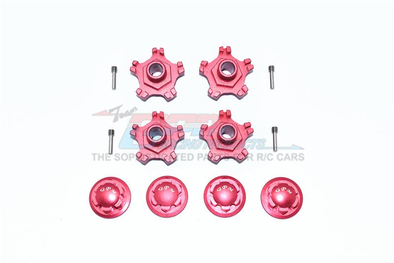 Arrma INFRACTION 6S BLX Aluminum Wheel Hex (+6mm) + Wheel Lock - 8Pc Set Red