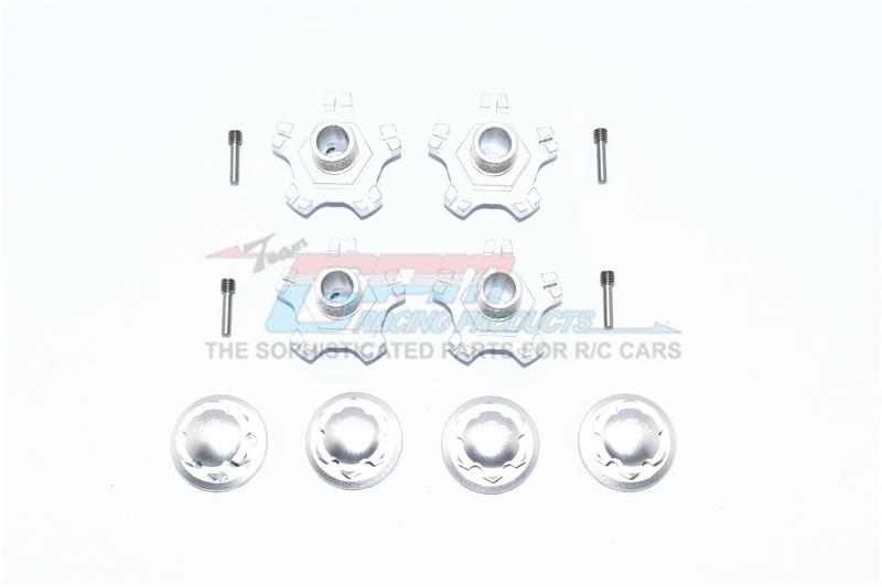 Arrma INFRACTION 6S BLX Aluminum Wheel Hex (+6mm) + Wheel Lock - 8Pc Set Silver