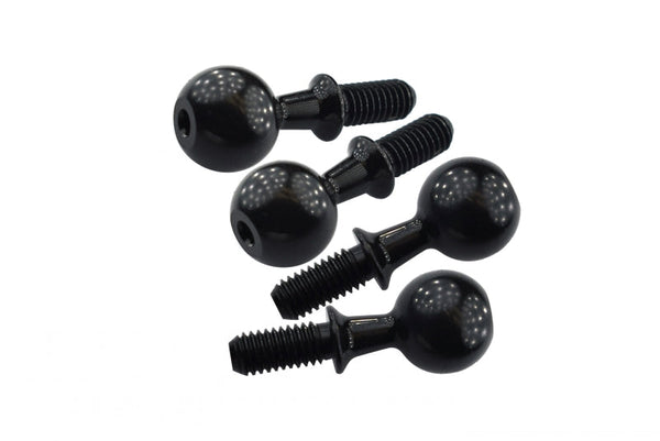 4140 Carbon Steel Pivot Balls for Front Knuckle Arms For 1/7 1/8 1/10 Arrma RC Cars & Trucks - 4Pc Set Black