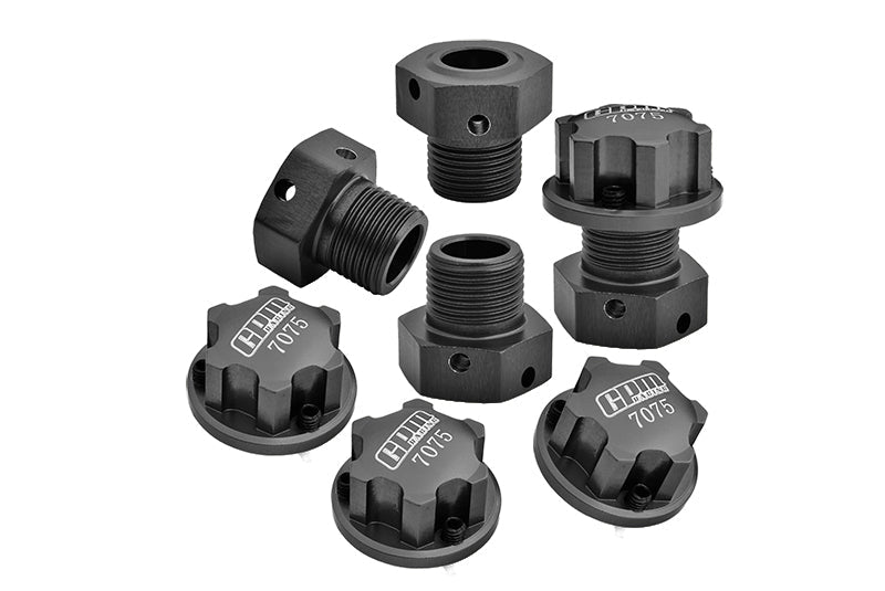 Aluminum 7075 Wheel Hex And Wheel Lock For Arrma 1:8 KRATON / NOTORIOUS / OUTCAST / KRATON EXB / TYPHON / KRATON V5 / NOTORIOUS / 1:7 INFRACTION / FIRETEAM / LIMITLESS V2 / FELONY / MOJAVE - Black