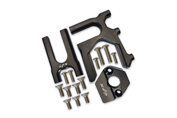 Aluminum Center Differential (Front+Rear) + Motor Mount For Arrma 1:8 KRATON / OUTCAST / NOTORIOUS / TYPHON / TALION / INFRACTION / LIMITLESS / KRATON V5 / NOTORIOUS V5 Upgrades - 3Pc Set Black