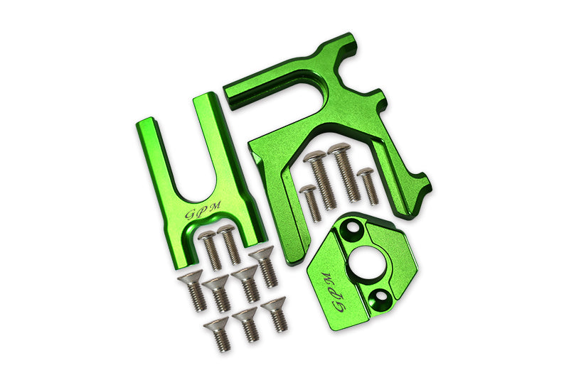 Aluminum Center Differential (Front+Rear) + Motor Mount For Arrma 1:8 KRATON / OUTCAST / NOTORIOUS / TYPHON / TALION / INFRACTION / LIMITLESS / KRATON V5 / NOTORIOUS V5 Upgrades - 3Pc Set Green